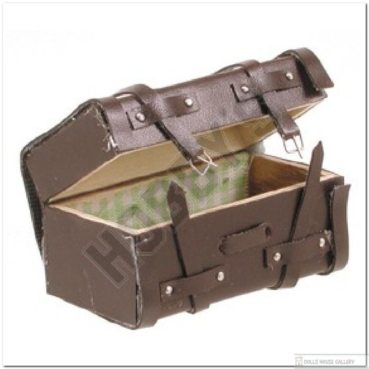 Opening Faux Leather Chest, Miniature Dolls House Accessory, 1.12 Scale