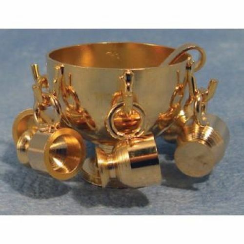 Brass Punch Bowl Set, Dolls House Miniature Kitchen Dining Accessory