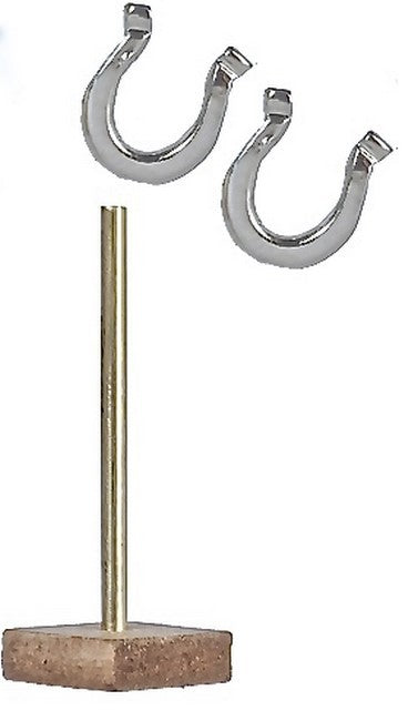Silver Horseshoe Game Set, Doll House Miniature. Outdoor Garden Accessory