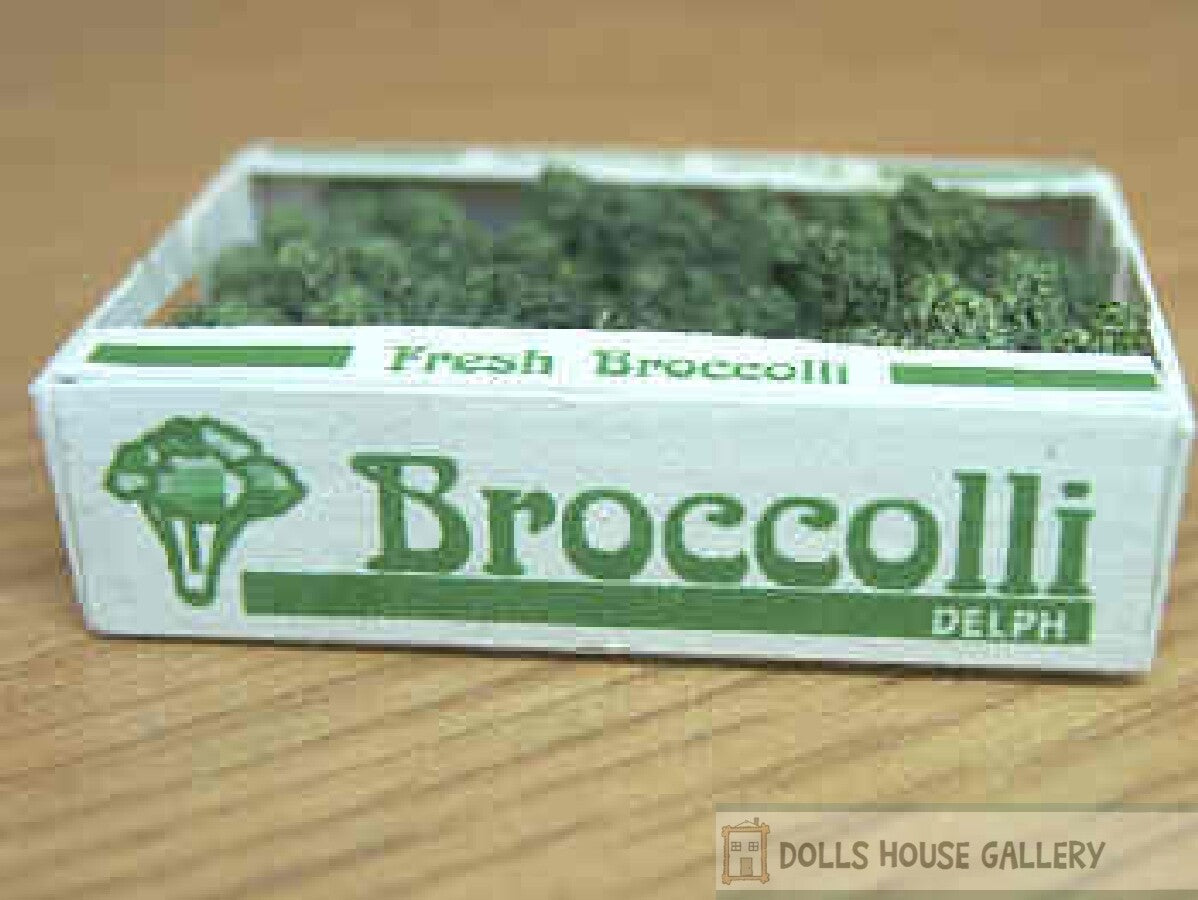 Handmade Broccoli In Crate, Dolls House Miniature Market Food Accessory