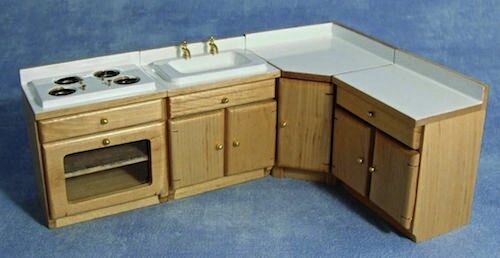 Complete Kitchen Set, Dolls House Miniature, Sink, Cooker, 1.12 Scale Miniatures
