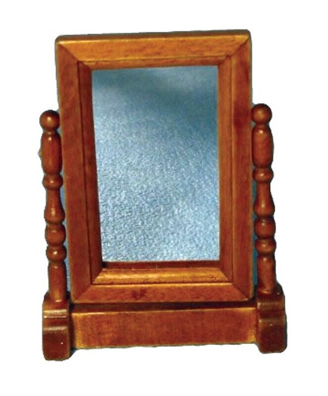 Antique Oak Swivel Mirror, Dolls House Miniature, Bathroom Bedroom