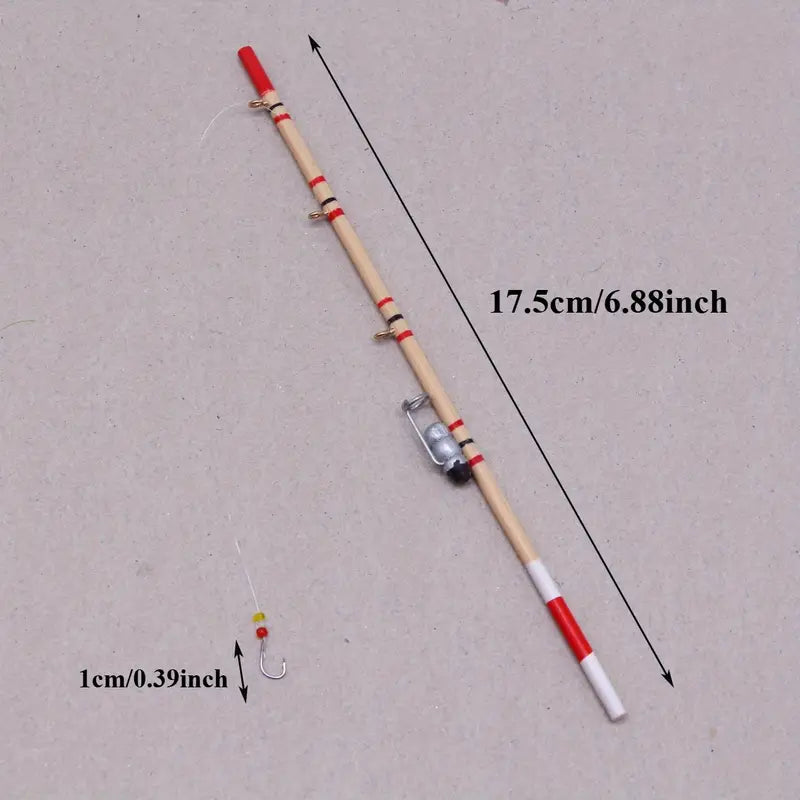 Red Fishing Rod, Doll House Miniature, 1.12 Scale Sport Outdoor Accessory