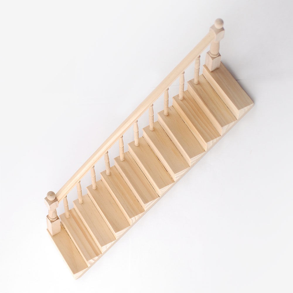 Ready Assembled Staircase With Banister Left Side Dolls House Stairs