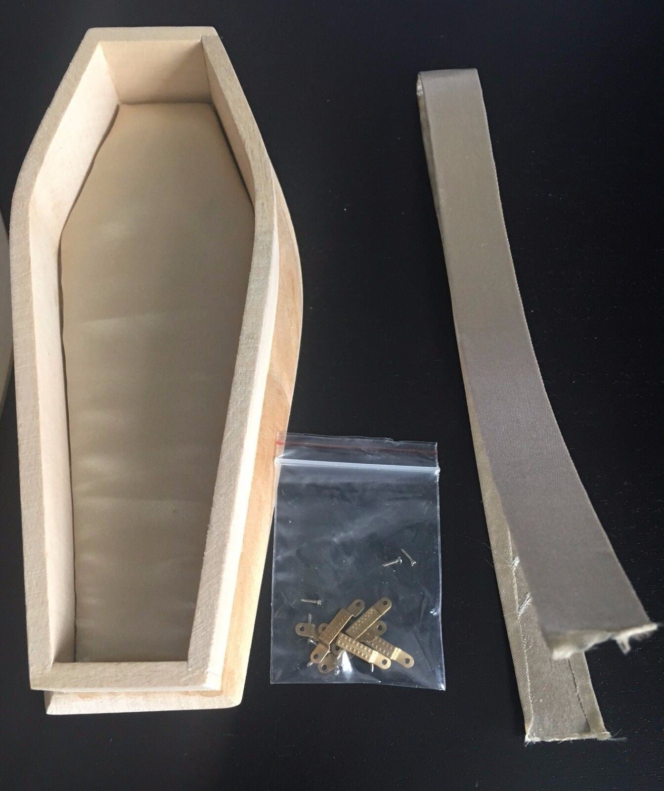 Lined Bare Wood Coffin, Miniature Coffin 1:12 Scale, Dolls House Miniatures