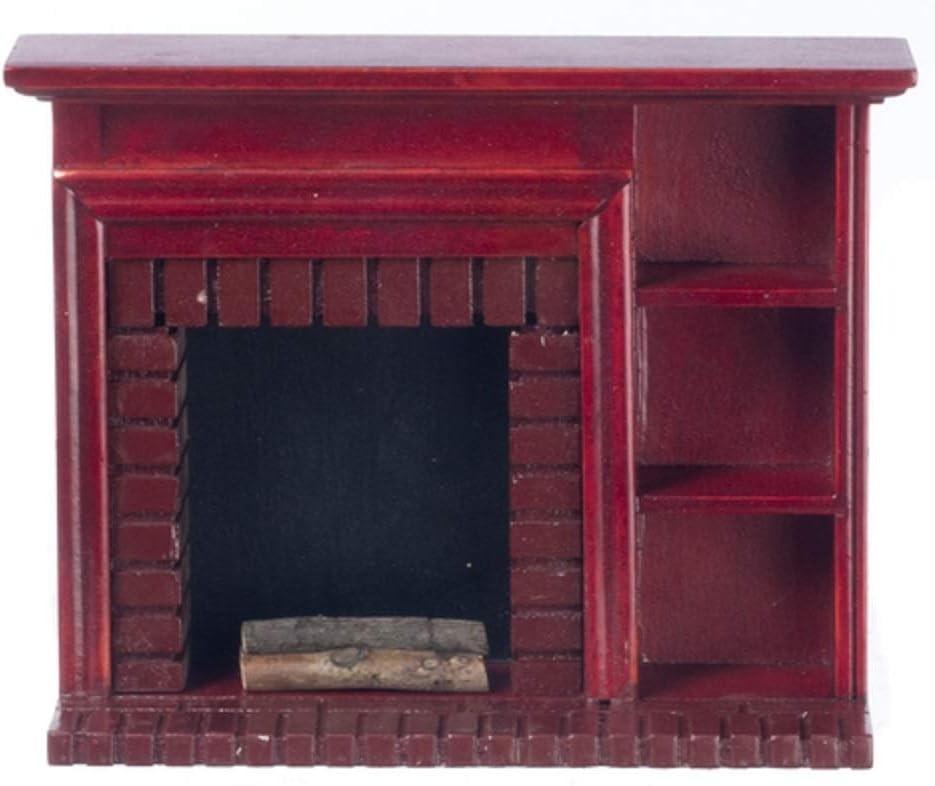Mahogany Fireplace With Shelves, Dolls House Miniature, 1.12 Scale Fire