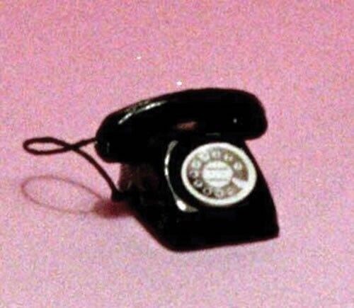 Dolls house Miniature Rotary Telephone in Black, Accessory 1/12 Scale Phone