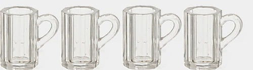 Four Beer Mugs Dolls House Miniatures, kitchen pub food drink lager Small