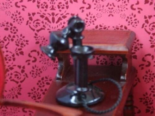 Stick Phone In Black Accessory. Dolls House Miniature, Hall Decor Telephone