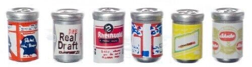 6 Beer Cans, Dolls House Miniatures, Food Drink Pub
