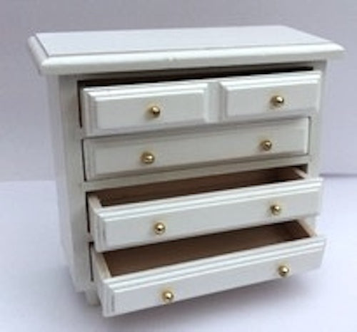 Chest Of Drawers In White Dolls House Miniature Bedroom Furniture