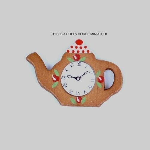 Wall Clock Teapot Shape, Dolls House Miniatures, 1:12th Scale