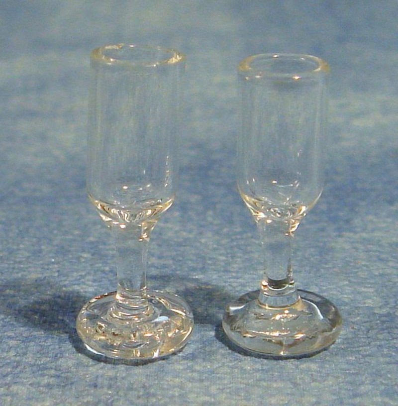 Two Wine Glasses, Dolls House Miniatures 1.12 Scale Kitchen & Dining