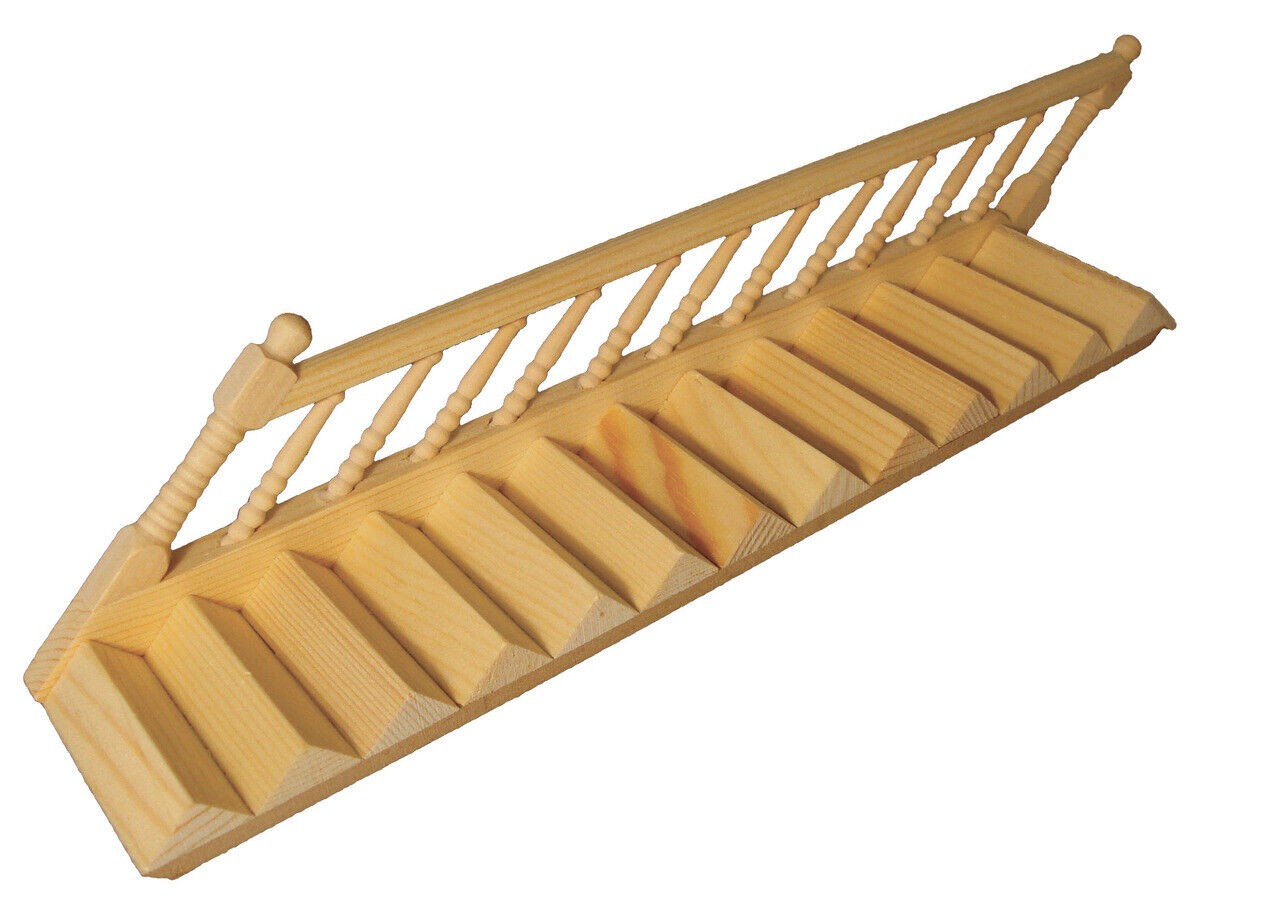 Bare Wood Narrow Staircase (Needs Part Assembly), Dolls House Miniature Stair