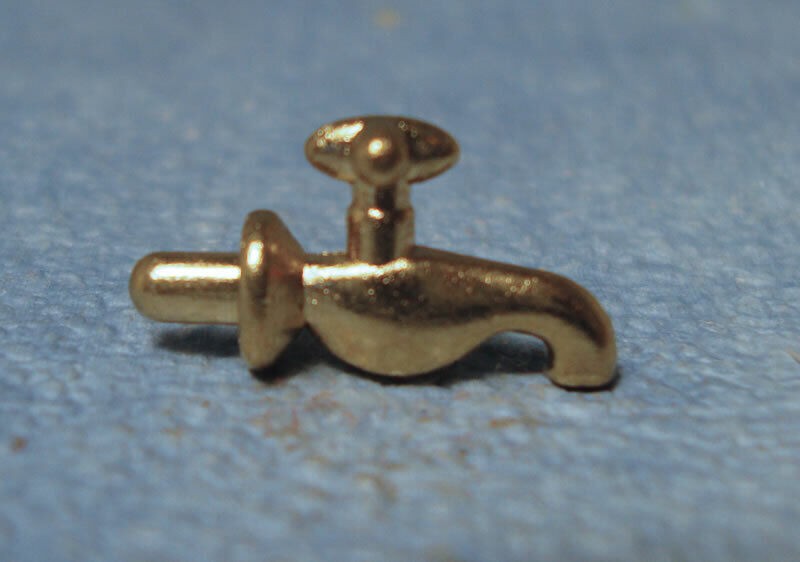 Pair Of Gold Taps, Dolls House Miniature, Outside Tap, Bath Tap, Miniatures
