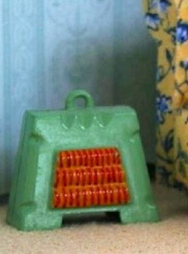 Non Working Green Electric Fire, Dolls House Miniature, Fireplace 1.12 scale