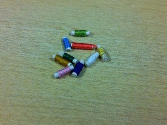 Reels of Cotton, Dolls House Miniature Sewing Room 1/12 Scale