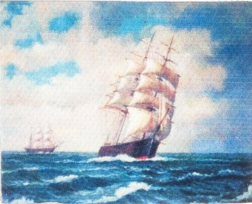 Tableau On Canvas Ship, Dolls House Miniature. 1.12 Scale Decor Picture