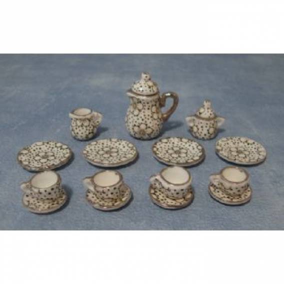 15 Piece 1930's Design Coffee Set Dolls House Miniature 1.12 Scale