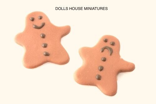 Two Gingerbread Men , Dolls House Miniature 1:12th Scale, Baking Food