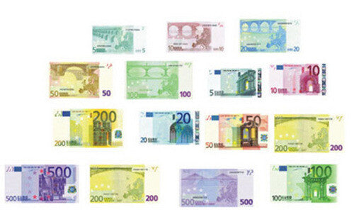 21 Euro's European Currency, Dolls House Miniature, Doll House Money. 1,12 Scale