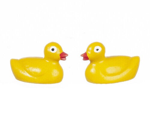Pair Of Yellow Duck, Dolls House Miniature Bathroom Accessory