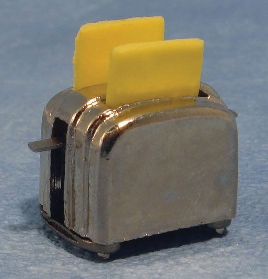 Silver Toaster And Toast, Dolls House Miniature, 1.12 Scale Kitchen Dining