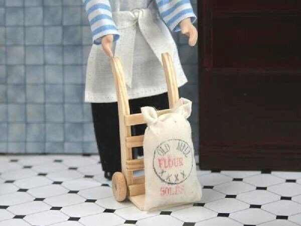 Wooden Trolley Bare Wood Moving Wheels Dolls House Miniatures,