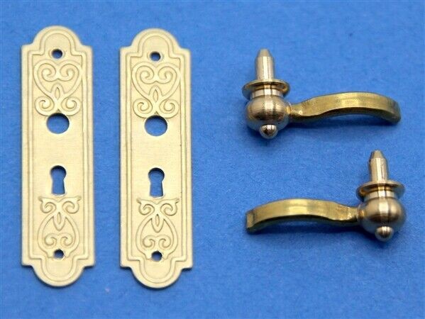 Detailed Lever Door Handle Set, Dolls House Miniature, DIY Fixtures & Fittings