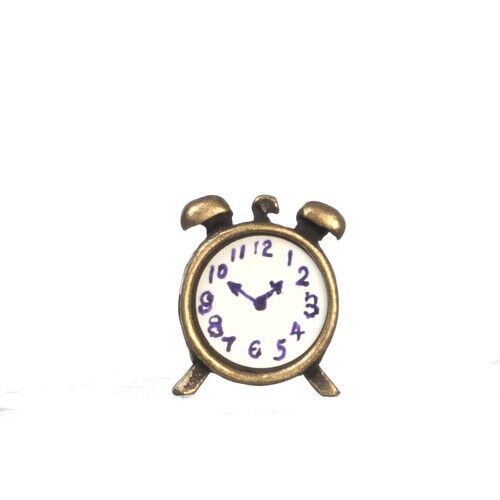 Antique Bedside Alarm Clock, Dolls House Miniature Bedroom Accessory