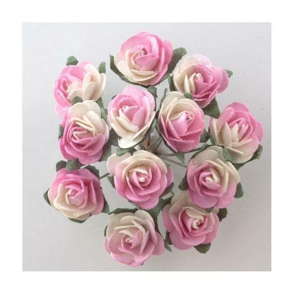 Bunch Of Large Cream & Pink Roses, Dolls House Miniatures Cake Decorating Crafts