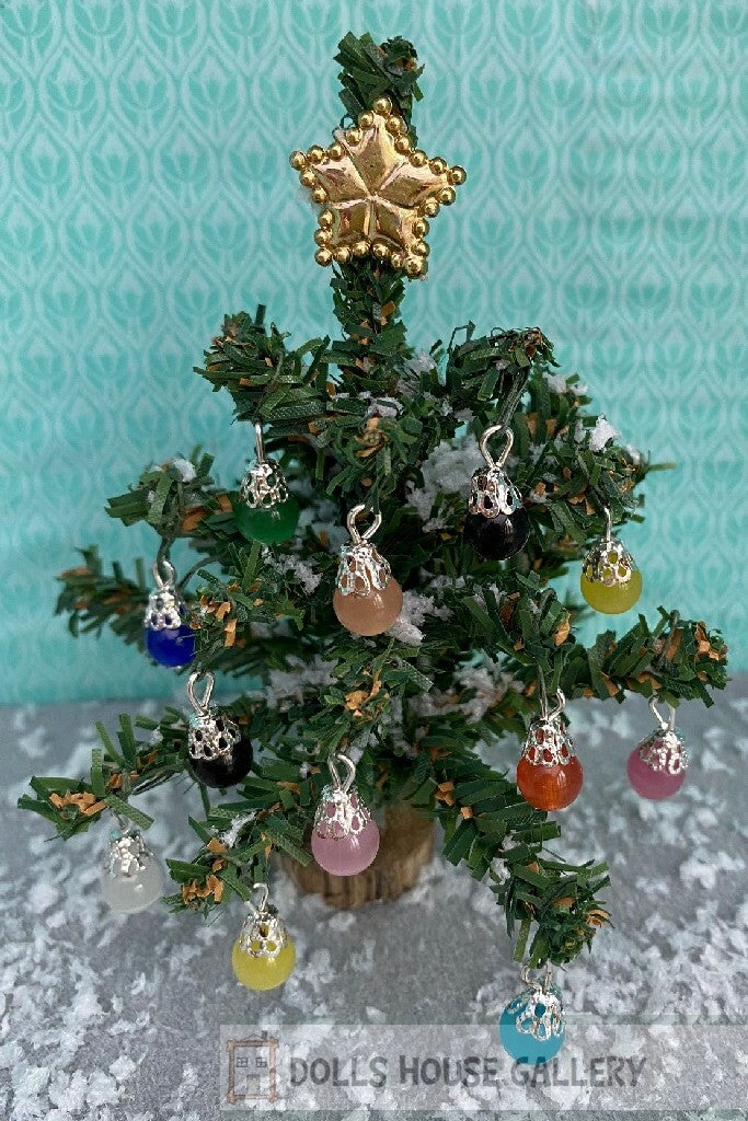 10 Handmade Cloudy Christmas Tree Baubles, Dolls House Miniature Christmas