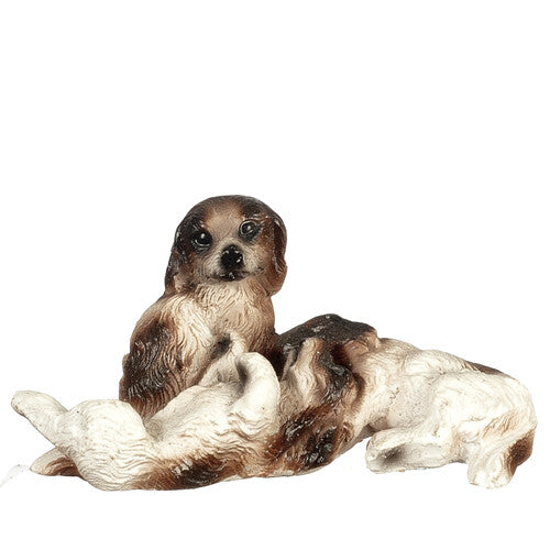 Playing Dogs, Dolls House Miniature, Pets Miniatures, Animals Dog