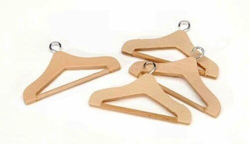 Four Wooden Coat Hangers Dolls House Miniature Bedroom clothing accessory