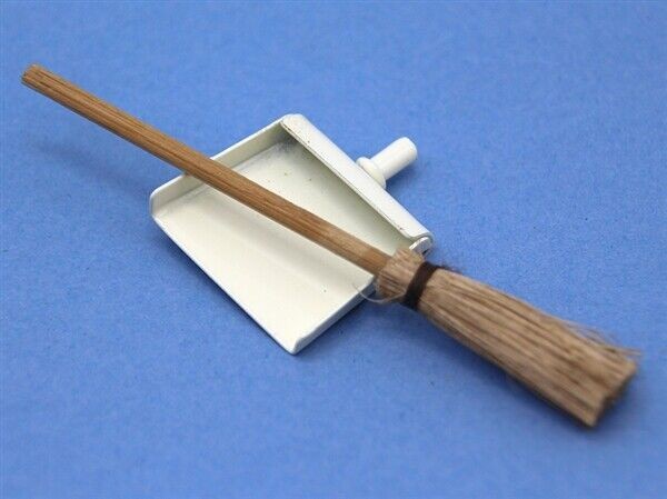 Sweeping Brush & Cream Dustpan, Miniature Item, Cleaning Product, 1.12th Scale