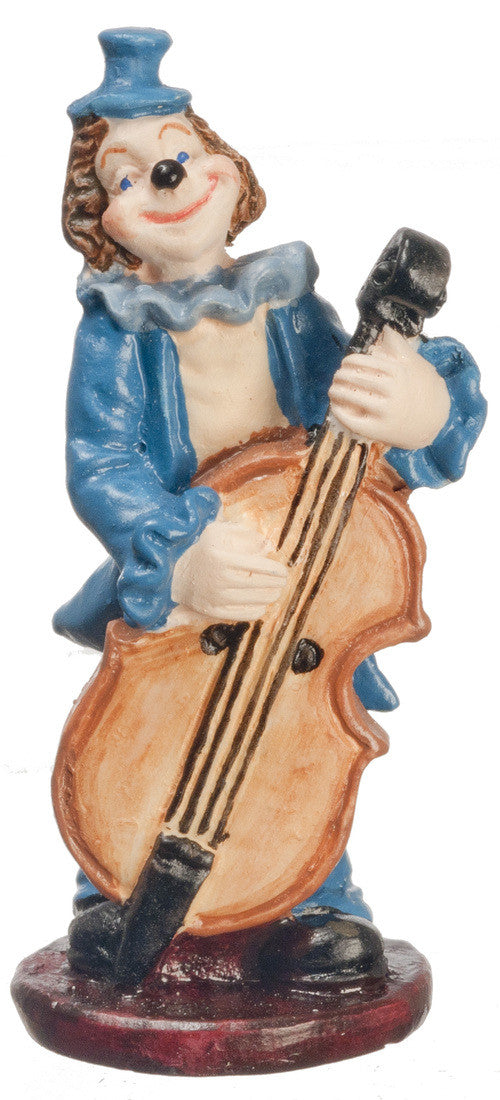 Ornamental Clown Playing Bass, Dolls House Miniature, Miniature Ornament