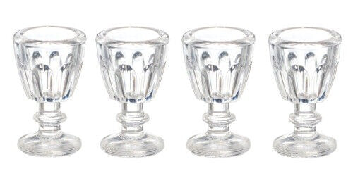 Crystal Glasses 4 Pack, Dolls House Miniatures, Miniature Cups 1;12 Scale