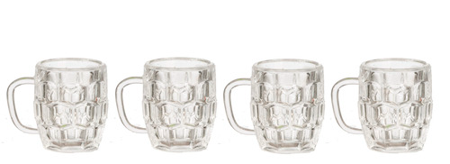 4 Beer Mugs / Old Pint Style, Dolls House Miniature, Bar Pub Kitchen