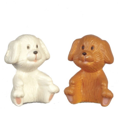 2 Toy Teddy Bears Brown & White, Dolls House Miniature, Nursery