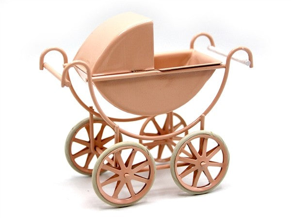 Pink Pram, Dolls House Miniatures Nursery 1/12 scale, Metal