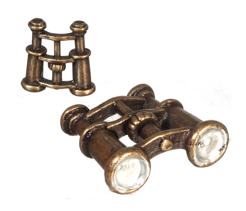 Antique Finish Binoculars, Dolls House Miniatures, One Set Only, 1.12 Scale