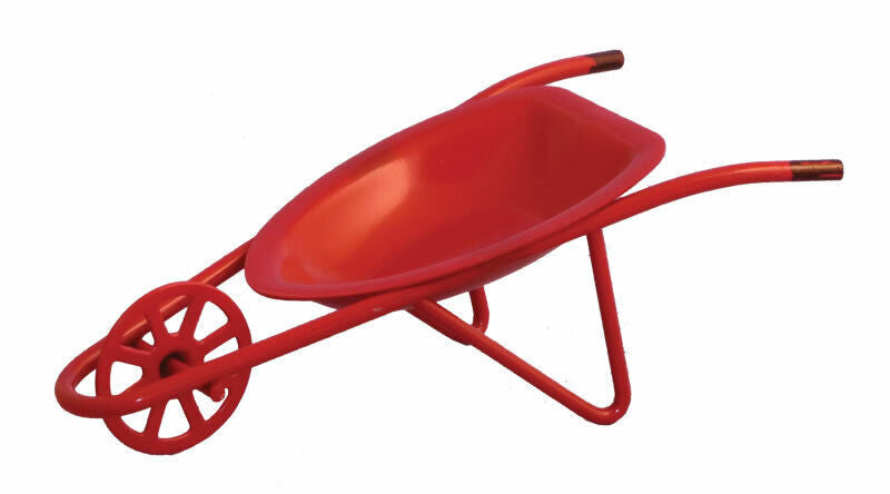 Red Wheelbarrow, Dolls House Miniature Outdoor Accessory