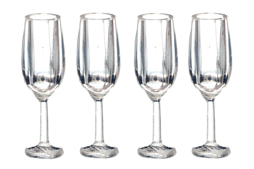 Champagne Flutes Set Of Four, Dolls House Miniature, 1;12 Scale