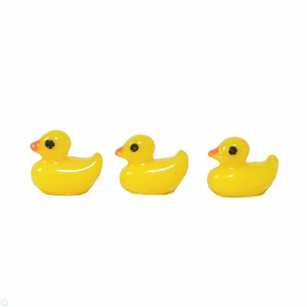 3 Yellow Bathtime Ducks Dolls House Miniature Bathroom, Playtime Miniatures