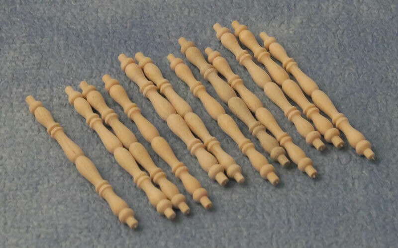 Small Spindles Pack Of 12 (39mm), Dolls House Miniature, DIY Stairs