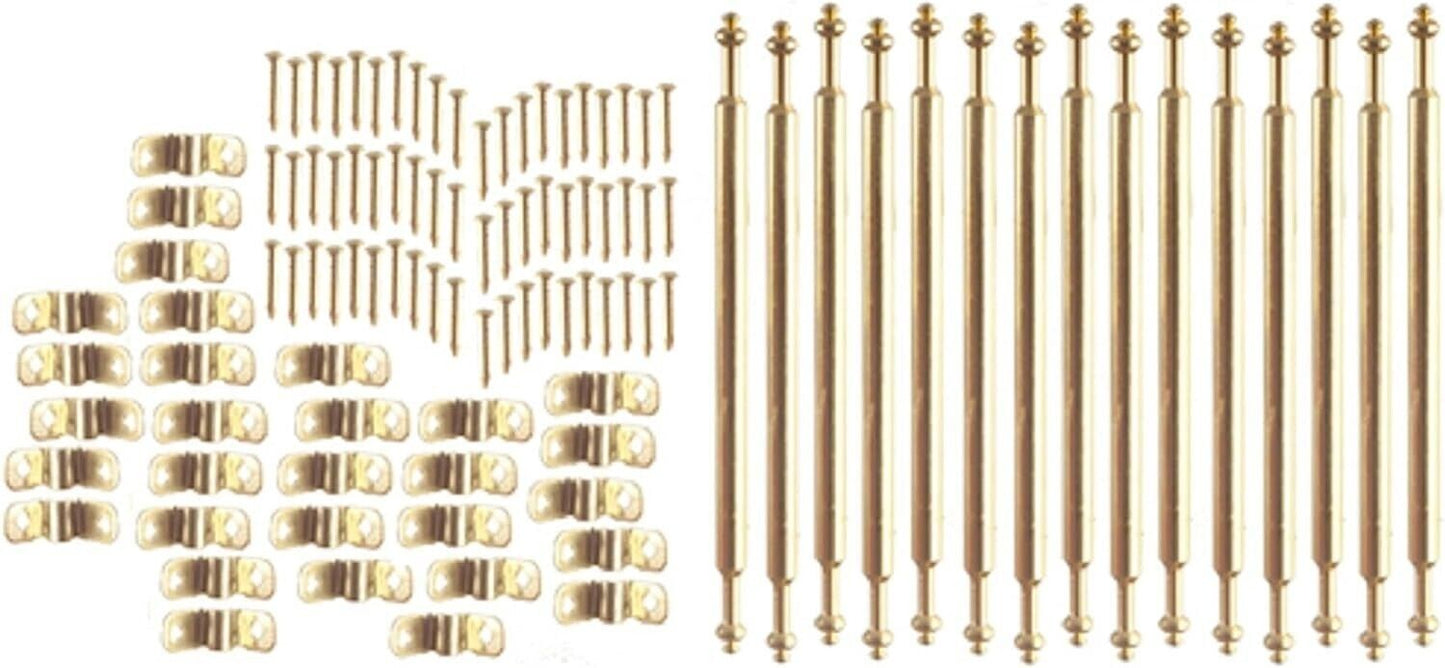 Brass Stair Rods, ( set of 15 rods & 30 brackets ), Dolls House Miniature