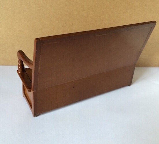 Tudor Bench / Settle Light Walnut, Dolls House Miniatures, Church 1.12 Scale