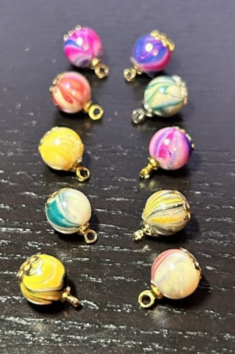 10 Handmade Christmas Tree Baubles Blend Mix, Dolls House Miniature Xmas