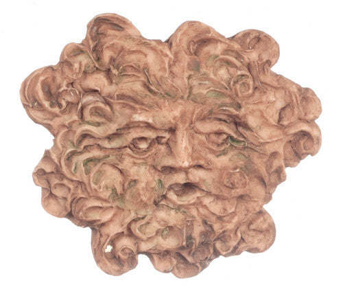 Water Face Wall Plague Gray, Dolls House Miniatures, Ornamental, Decorative.