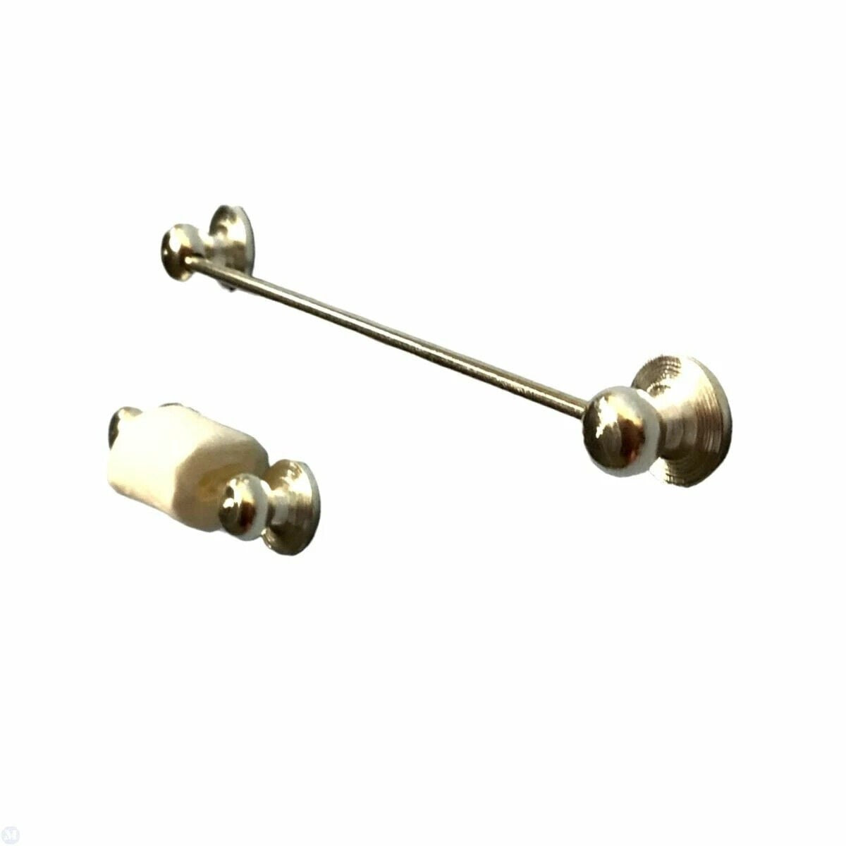 Silver Towel Rail & Toilet Roll Holder Dolls House Miniatures, Bathroom Fixtures